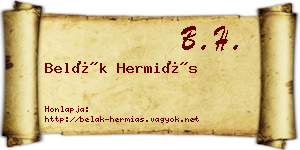 Belák Hermiás névjegykártya